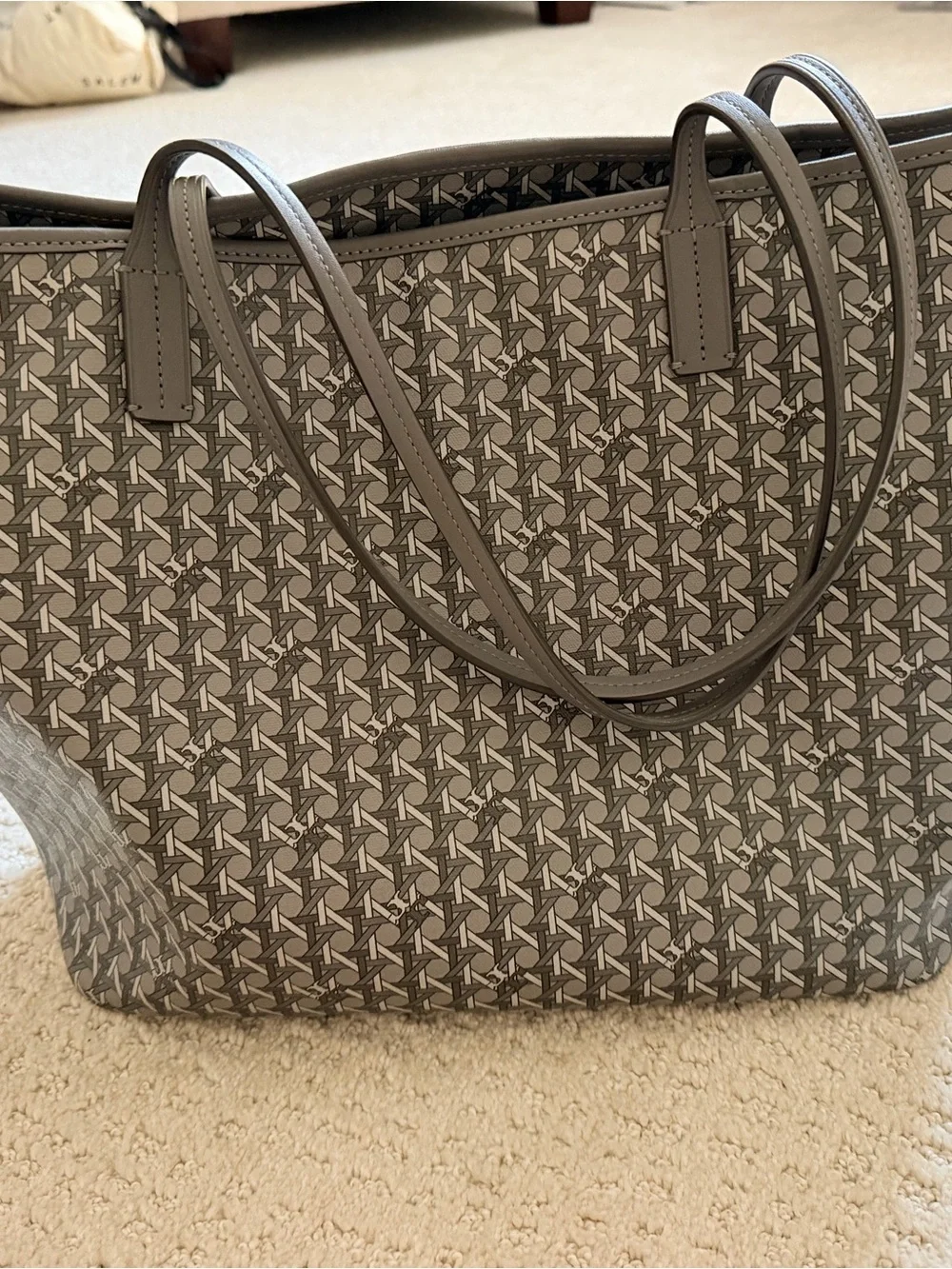 Tory Burch Gray Ever Ready Zip Tote with Matching Zip Pouch